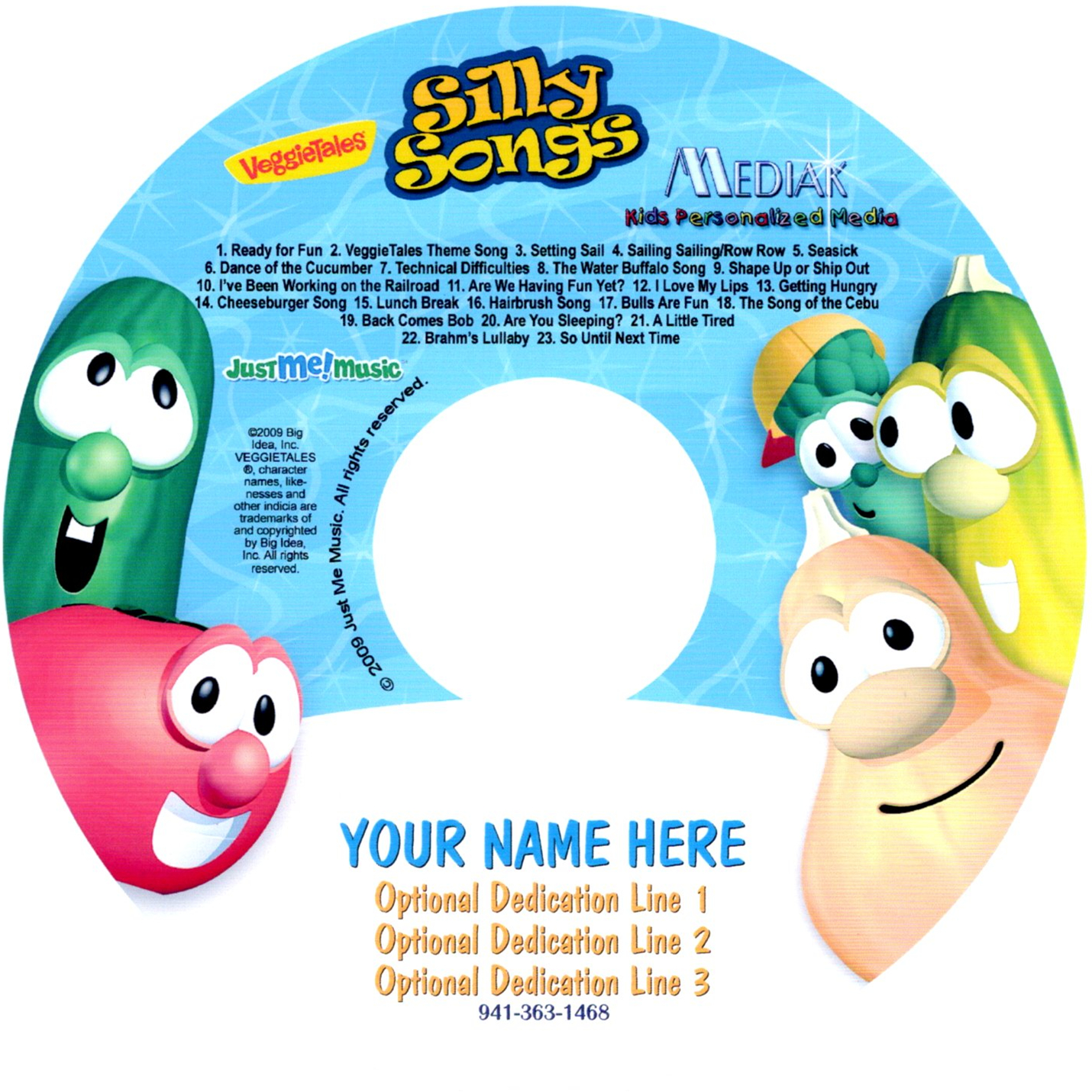 SILLY SONGS WITH VEGGIE TALES Vol 2 - NAME PERSONALIZED CHILDREN - CD DISK & DIGITAL MP3